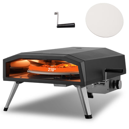 Portable Gas Outdoor Pizza Oven with Rotating Stone - Black, 0.33m Capacity