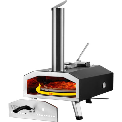 Outdoor Dual Fuel Pizza Oven, 0.3m Portable, Pellet & Gas, Black, 14kg