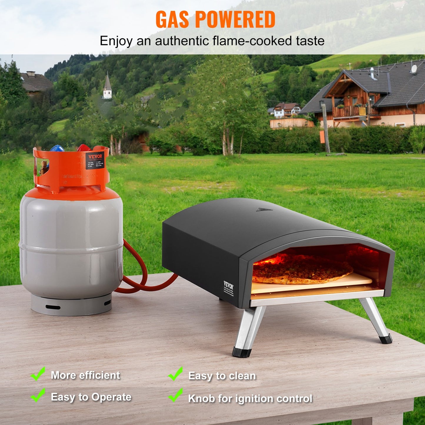 VEVOR Outdoor Pizza Oven, 12" Gas Fired Pizza Maker, Portable Outside Pizza Grill