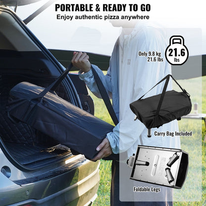 Portable Gas Outdoor Pizza Oven, 0.3m, with Foldable Legs and Waterproof Cover