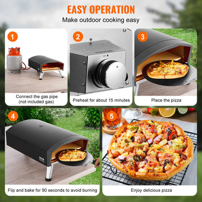 VEVOR Outdoor Pizza Oven, 12" Gas Fired Pizza Maker, Portable Outside Pizza Grill