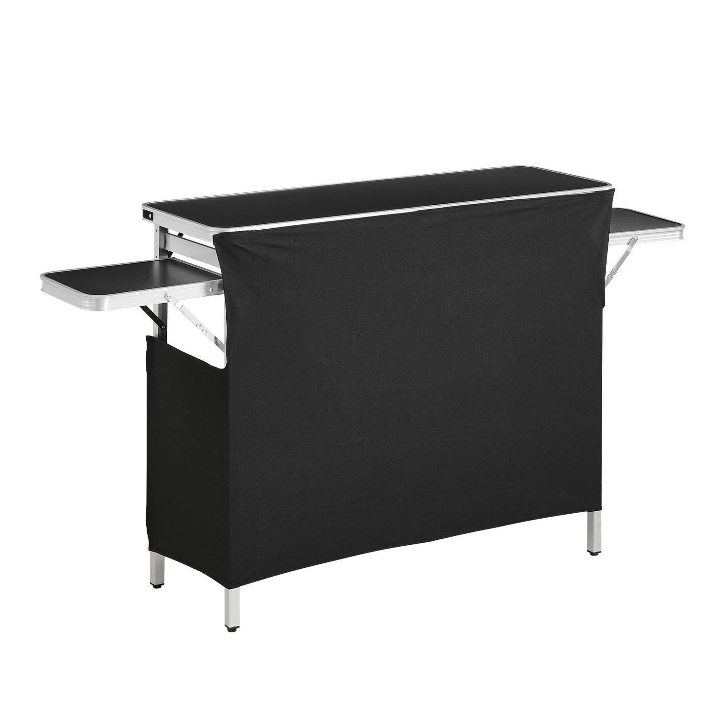 Folding Portable Bar Table, 1100 x 390 x 880 mm, with Carry Bag, Storage Shelf, and Detachable Skirt, Quick and Easy Setup, Foldable Mobile Bartending Station for Events, Party, Tradeshow