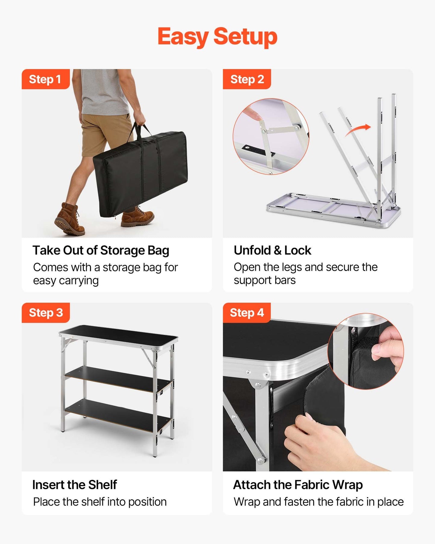 Folding Portable Bar Table, 980 x 385 x 870 mm, with Carry Bag, Storage Shelf, and Detachable Skirt, Quick and Easy Setup, Foldable Mobile Bartending Station for Events, Party, Tradeshow