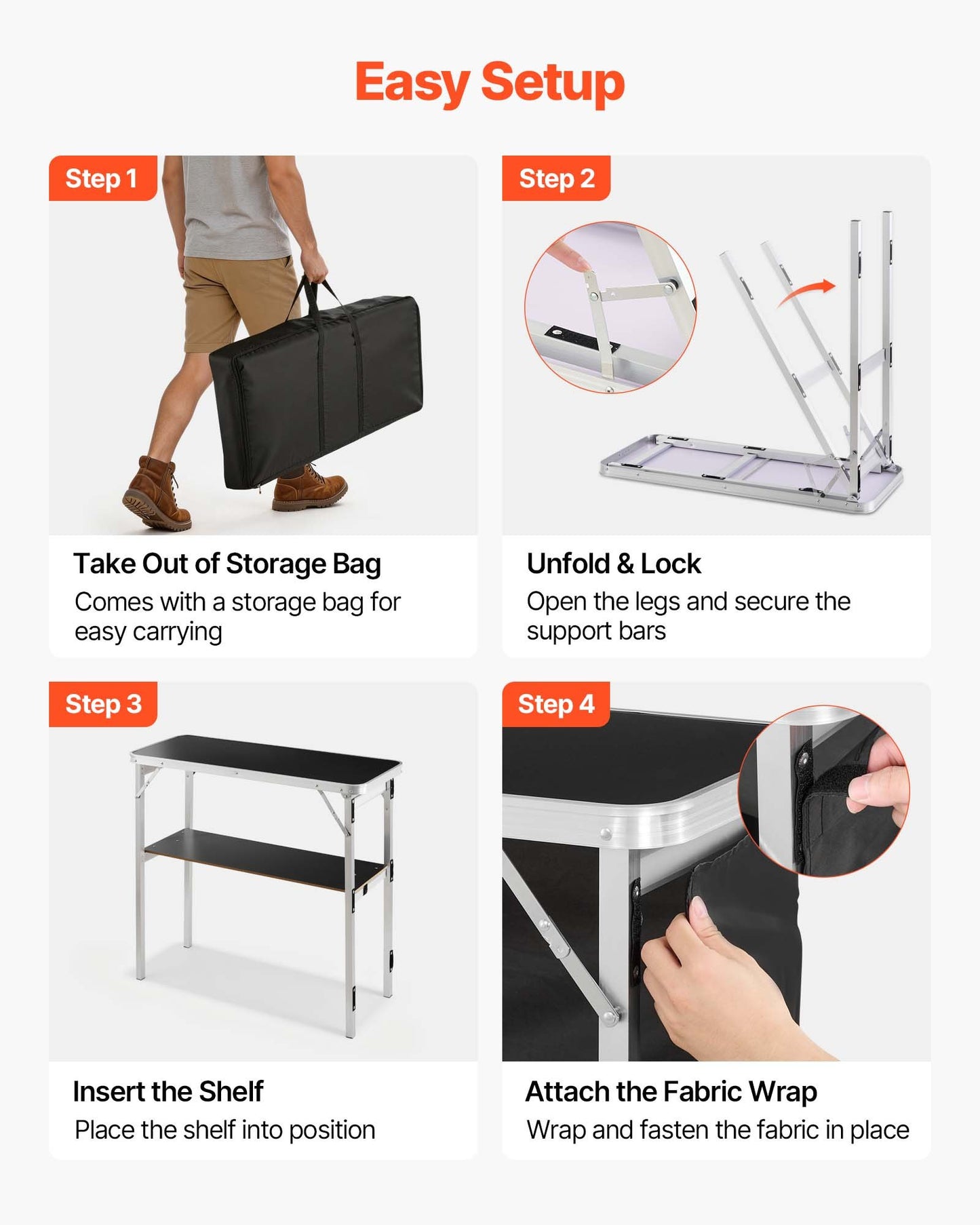 Folding Portable Bar Table, 2 pcs, 980 x 385 x 870 mm, with Carry Bag, Storage Shelf, Detachable Skirt, Quick and Easy Setup, Foldable Mobile Bartending Station for Events, Party, Tradeshow