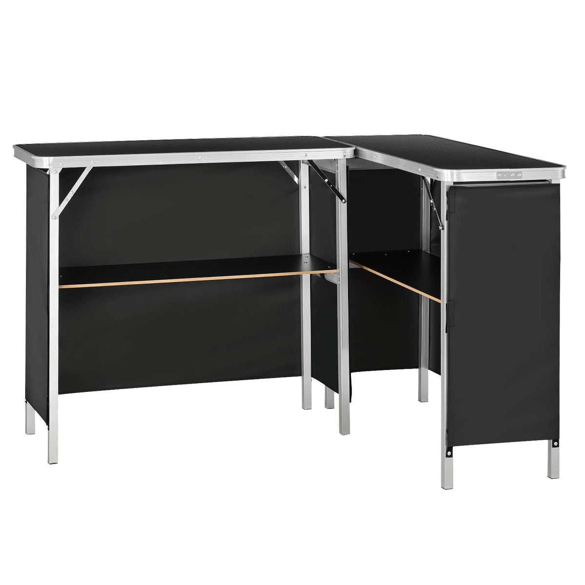 Folding Portable Bar Table, 2 pcs, 980 x 385 x 870 mm, with Carry Bag, Storage Shelf, Detachable Skirt, Quick and Easy Setup, Foldable Mobile Bartending Station for Events, Party, Tradeshow