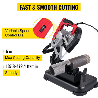 Cordless Portable Band Saw with 127mm Cutting Capacity and Removable Base