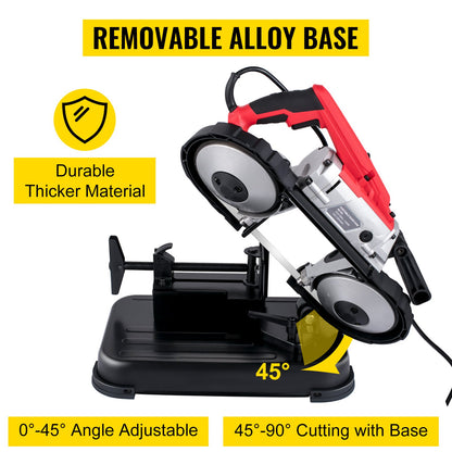 VEVOR Portable Band Saw,with Removable Alloy Steel Base Cordless Band Saw,127mm