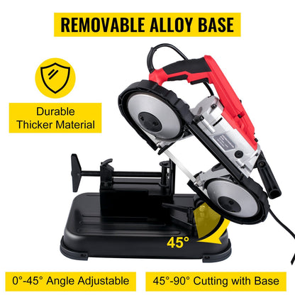 Cordless Portable Band Saw with 127mm Cutting Capacity and Removable Base