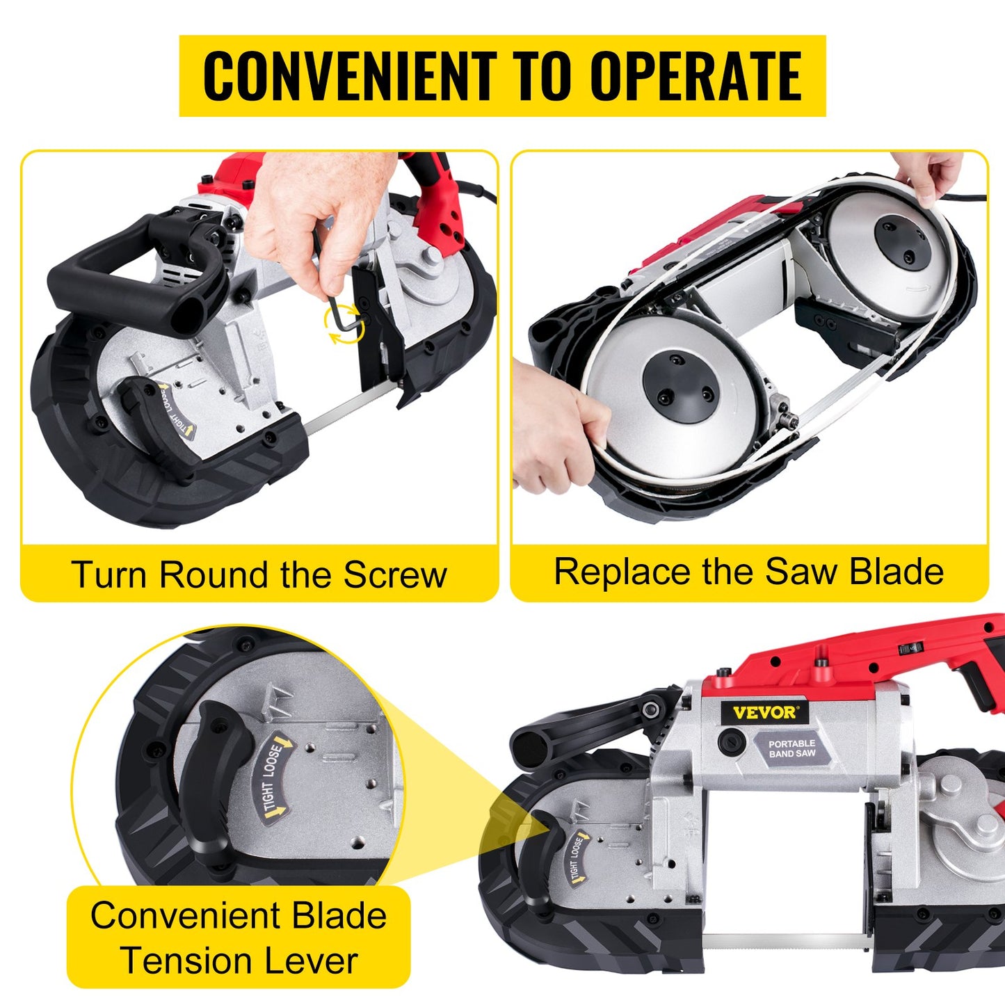 VEVOR Portable Band Saw,with Removable Alloy Steel Base Cordless Band Saw,127mm