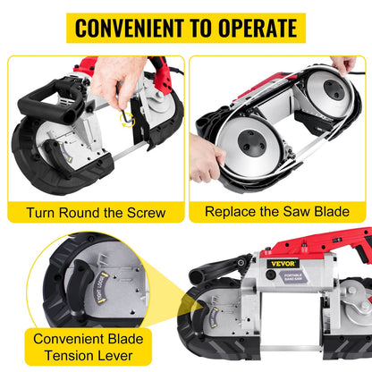 Variable-Speed Portable Band Saw, 127mm Deep Cut, 220V, 10Amp Motor