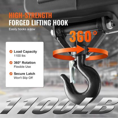 Electric Hoist Winch, 500 kg Capacity, 1500W, 7 m Lift, Remote Controlled