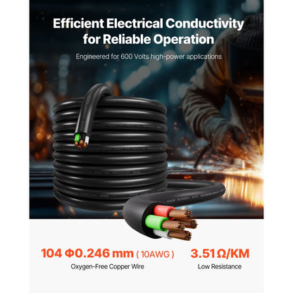 VEVOR 30.48 m 10AWG Premium Electrical Power Cable Extension Cord Copper Wire