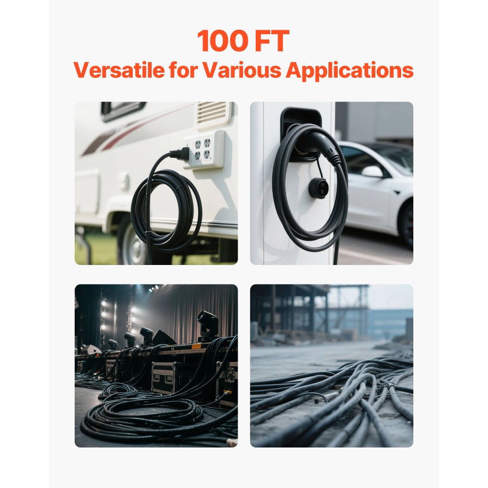VEVOR 30.48 m 10AWG Premium Electrical Power Cable Extension Cord Copper Wire