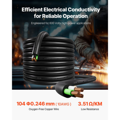 VEVOR 15.24 m 10AWG Premium Electrical Power Cable Copper Extension Cord Wire
