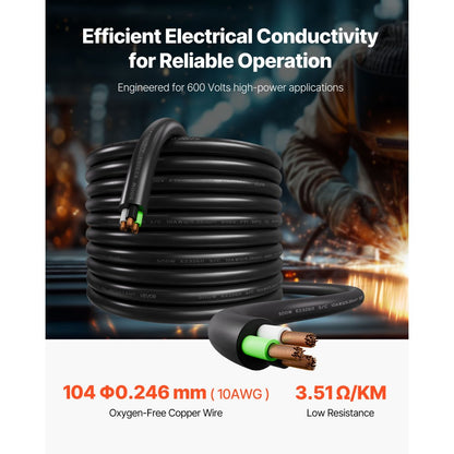 VEVOR 30.48 m 10AWG Premium Electrical Power Cable Copper Extension Cord Wire