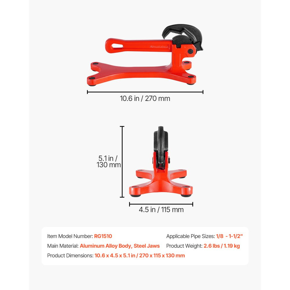 Pipe Vice Portable Lightweight Aluminum Pipe Vice 1/8" to 1-1/2" Capacity