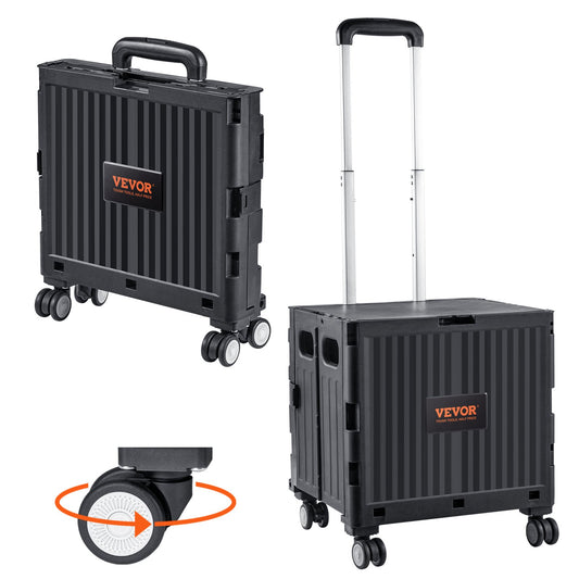 VEVOR Foldable Utility Cart, 50 kg Load Capacity, Folding Portable Rolling Crate