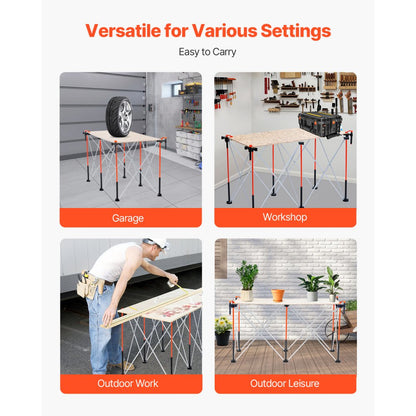 VEVOR Portable Folding Workstand 1266 x 665 mm Collapsible Work Stand 1135 kg