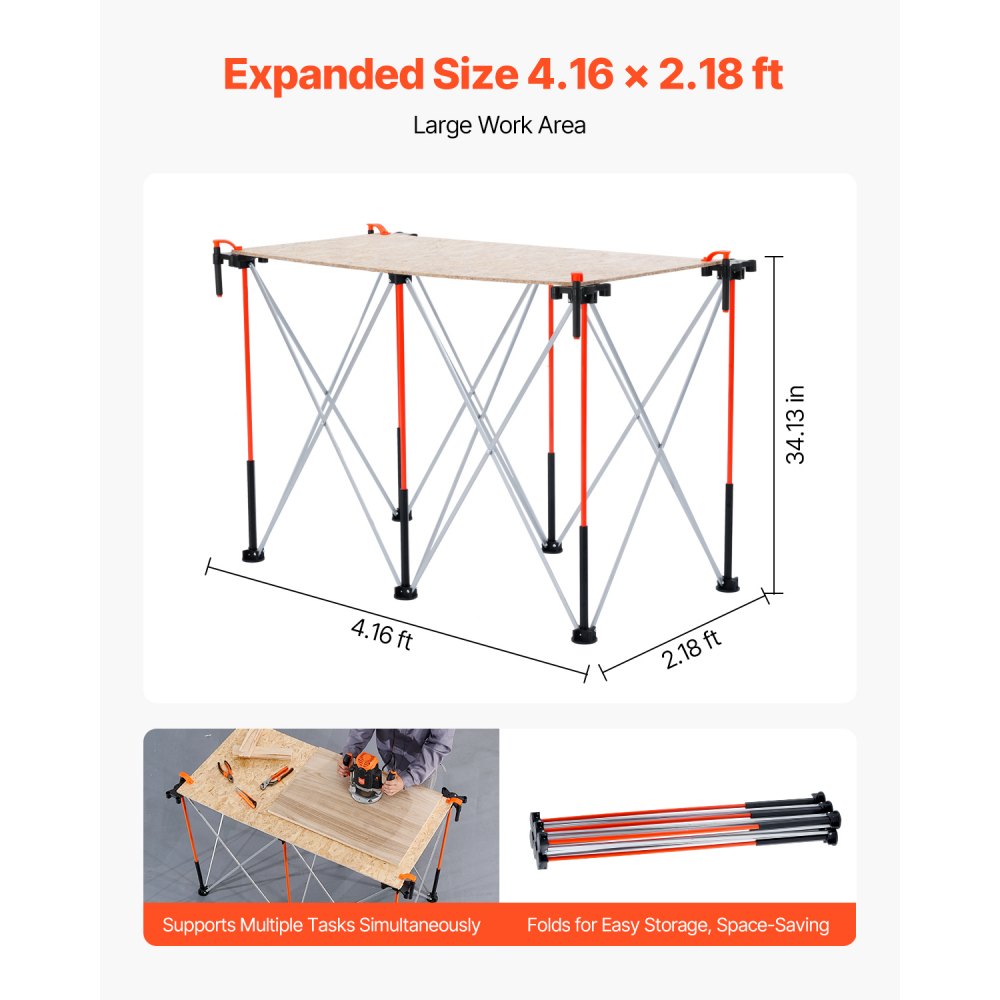 VEVOR Portable Folding Workstand 1267 x 665 mm Collapsible Work Stand 1135 kg