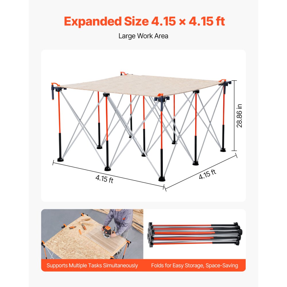 VEVOR Portable Folding Workstand 1264 x 1264 mm Collapsible Work Stand 1589 kg