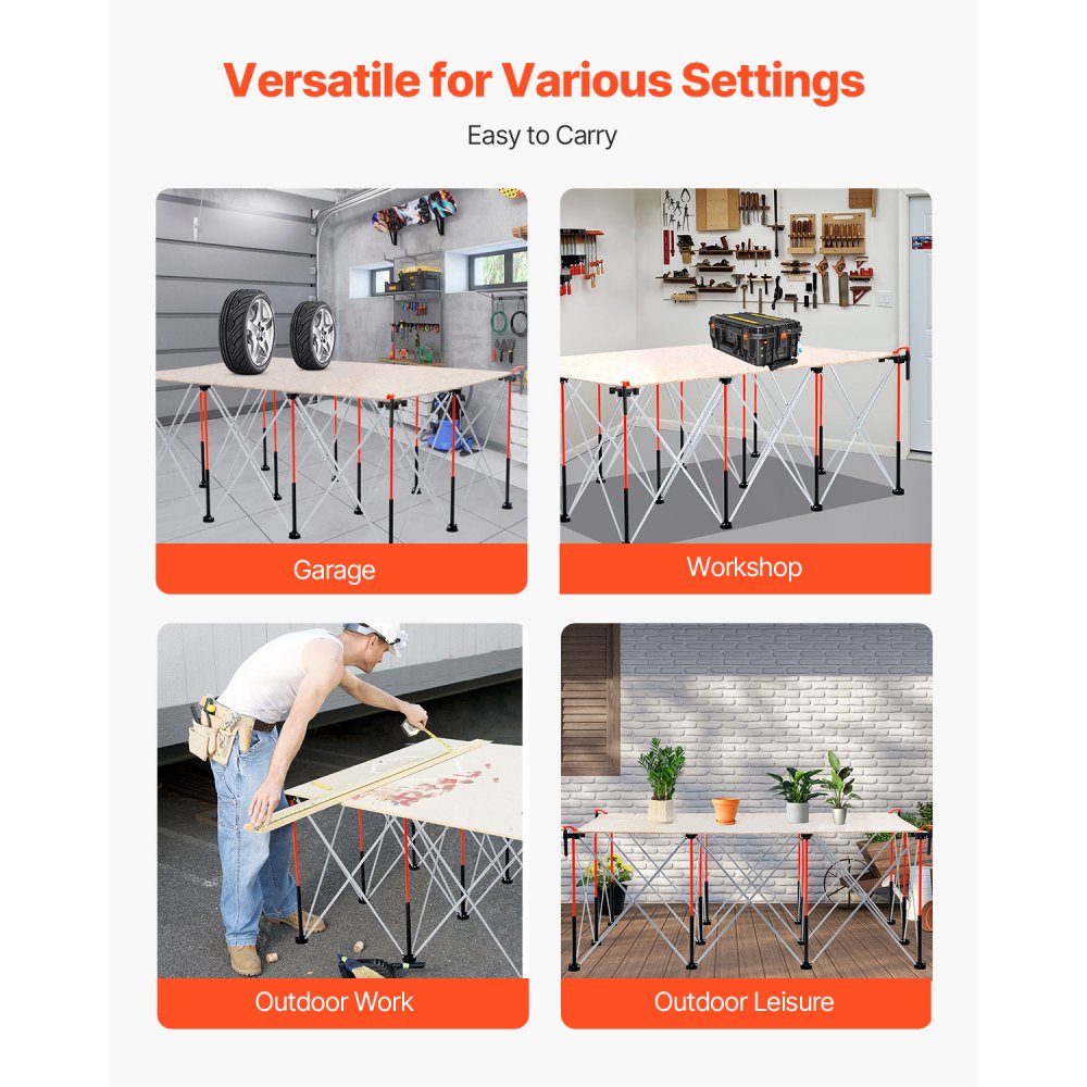 VEVOR Portable Folding Workstand 1865 x 1261 mm Collapsible Work Stand 2041 kg