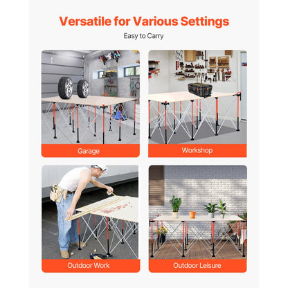 VEVOR Portable Folding Workstand 1865 x 1261 mm Collapsible Work Stand 2041 kg
