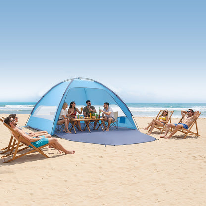 Beach Tent Sun Shelter for 8 Person, UPF 50+ Protection, Portable Sun Shade Canopy with Carrying Bag & Sand Pockets, Lightweight and Easy Setup Beach Umbrella for Camping Fishing Outdoor Picnic