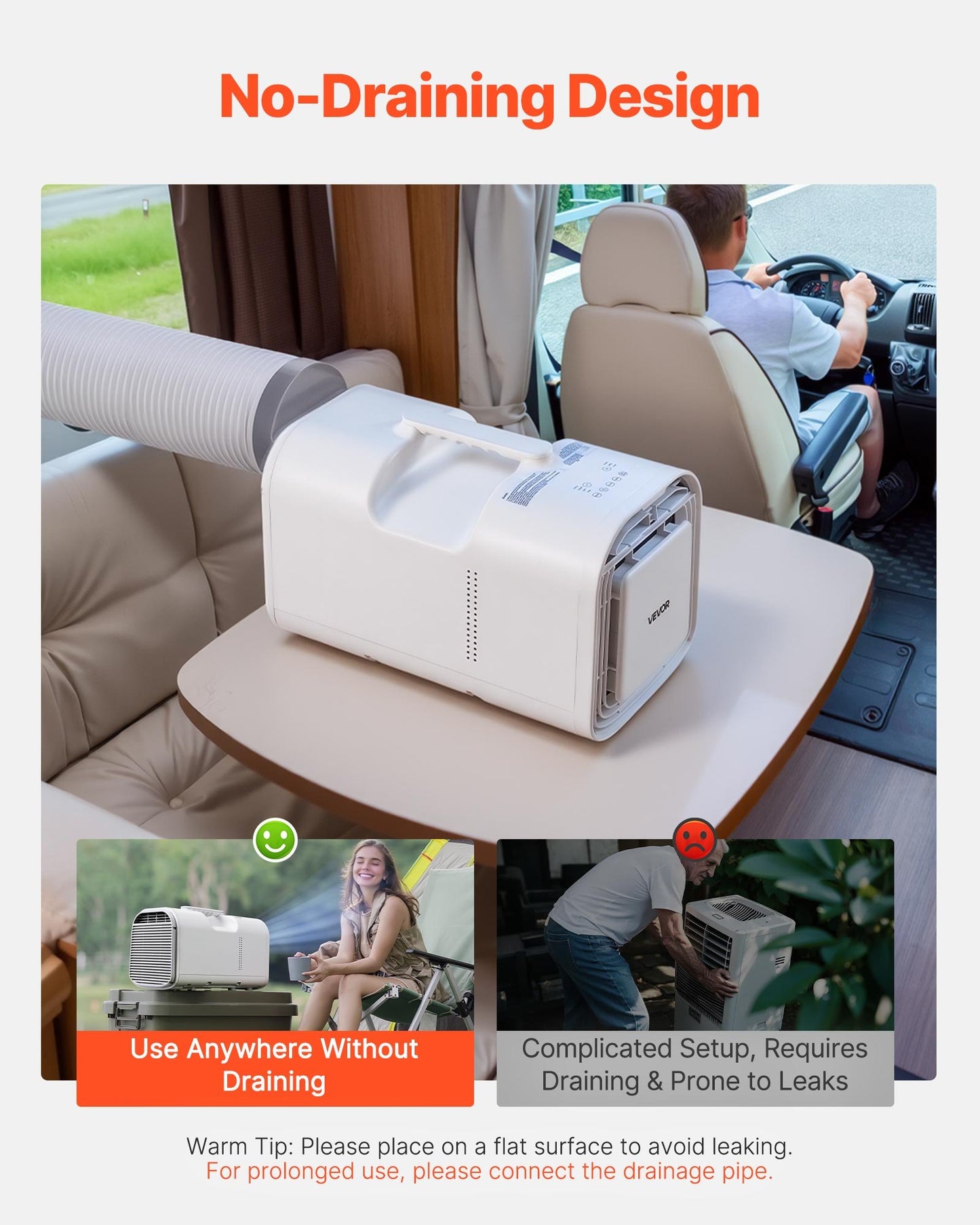 Portable Camping Air Conditioner, 3000 BTU Tent AC Unit, 530W Cooling Only, Touch & Remote Control, 24H Timer, 200 m³/h Airflow, Multiple Modes for Tents, RVs, Camping, Outdoor Use, Home, White