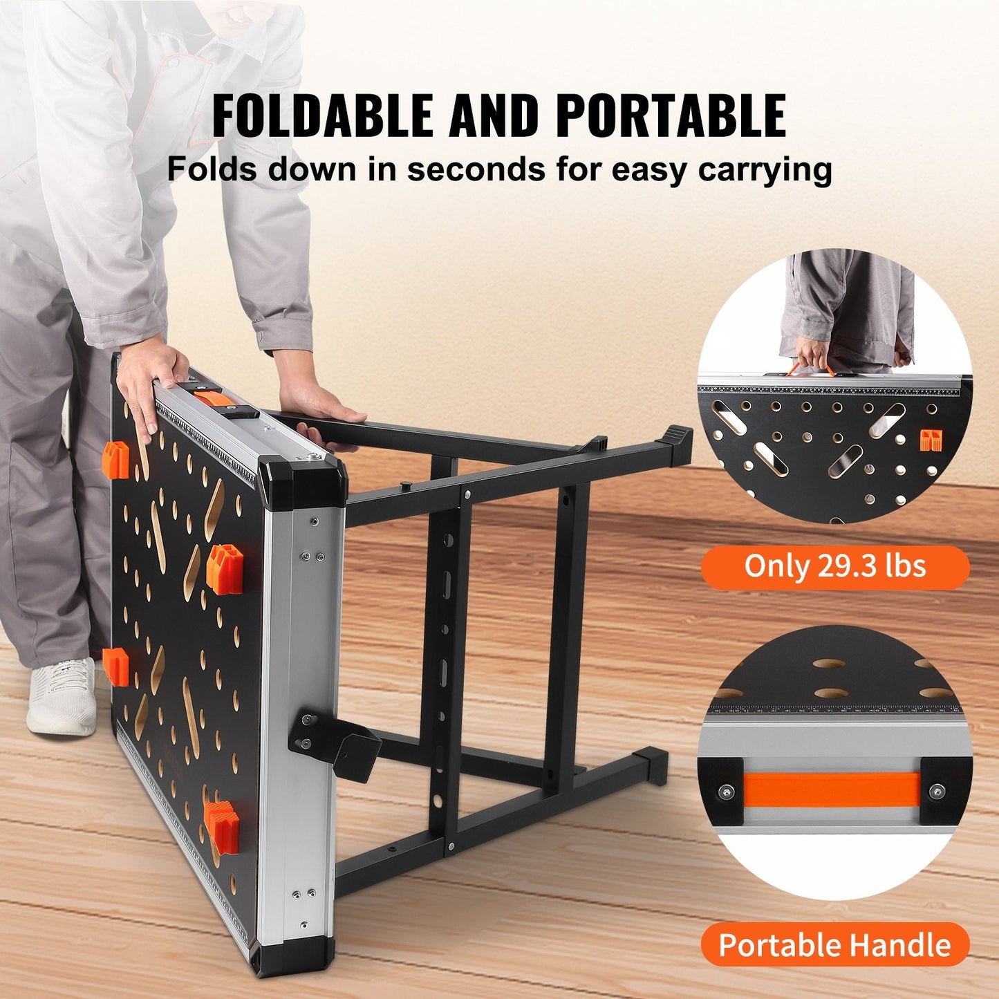 Folding Work Table: 2-in-1 Sawhorse & Workbench, 454 kg Load, Portable Design