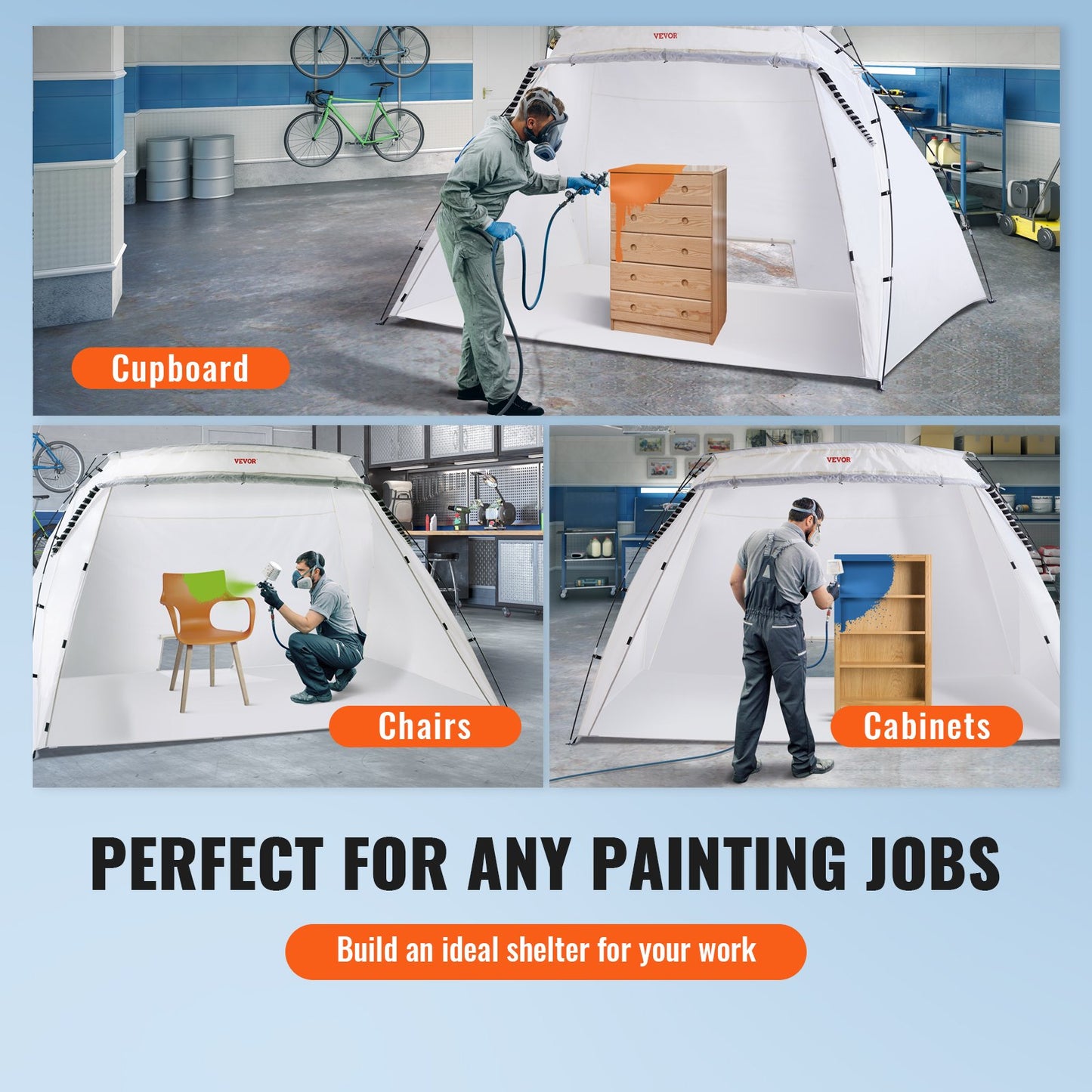 VEVOR Spray Paint Shelter Spray Paint Tent 10x7x6ft Portable Paint Booth DIY