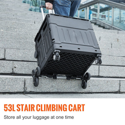 Foldable Stair Climbing Cart with Adjustable Handle & 53L Capacity