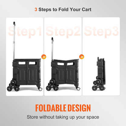 Foldable Stair Climbing Cart with Adjustable Handle & 53L Capacity