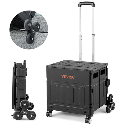 Foldable Stair Climbing Cart with Adjustable Handle & 53L Capacity