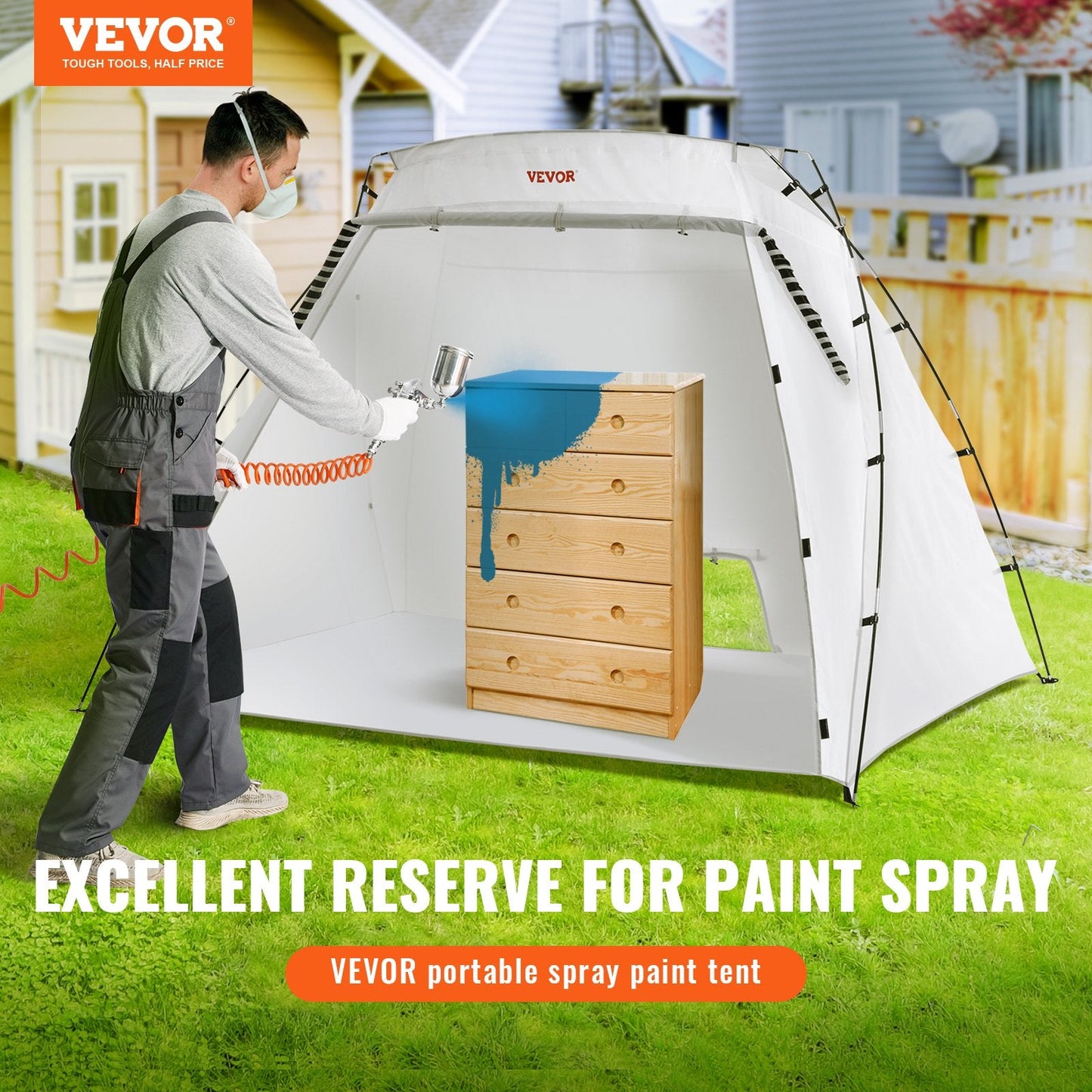 Portable Spray Paint Tent 2.28x1.58x1.58m for Small to Medium Projects