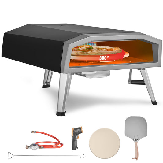 VEVOR Outdoor Pizza Oven, 406.4 mm, Gas Fired Pizza Maker, Portable Outside Stainless