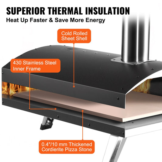 Portable Outdoor Pizza Oven, Wood and Charcoal-Fired, with Accessories