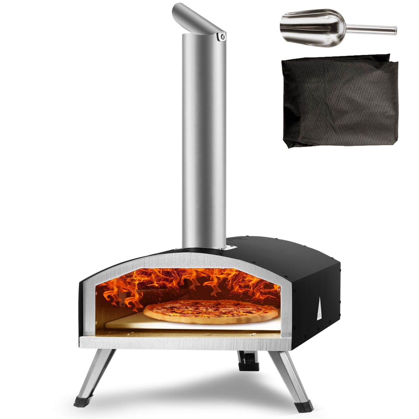 VEVOR Outdoor Pizza Oven, 12-inch, Wood Pellet and Charcoal Fired Pizza Maker, Portable