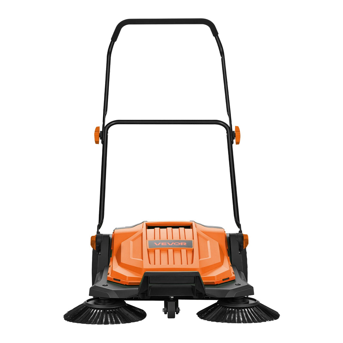 Walk-Behind Hand Push Floor Sweeper, Manual Floor Sweeper Non-Electric with 650mm Sweeping Width, 18.9L Waste Container & Adjustable Folding Handle for Yards Walkways Patios Garages - Orange