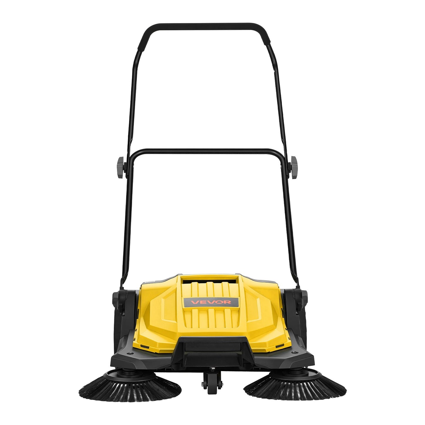 Walk-Behind Hand Push Floor Sweeper, Manual Floor Sweeper Non-Electric with 650mm Sweeping Width, 18.9L Waste Container & Adjustable Folding Handle for Yards Walkways Patios Garages - Yellow