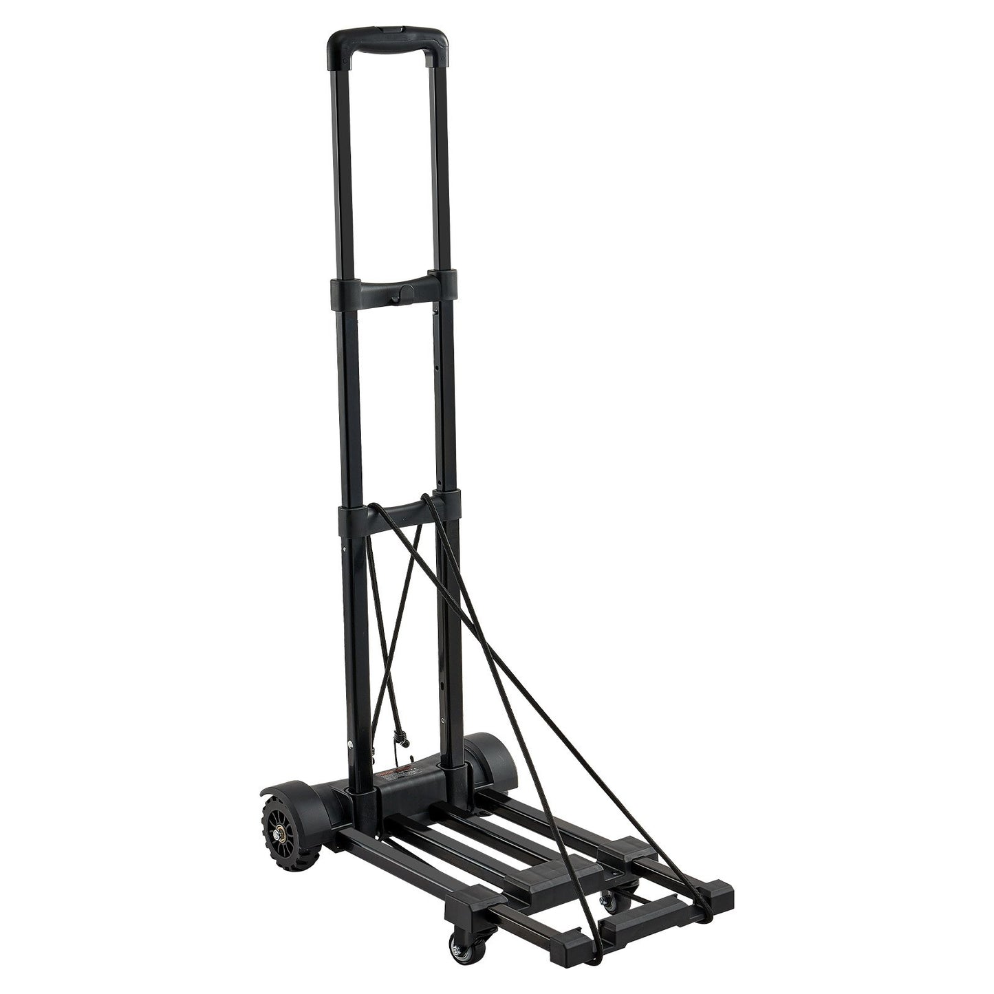 Folding Hand Truck, 131.5 kg Load Capacity, Collapsible Luggage Cart with 4 Wheels, 2 Elastic Ropes & Expandable Base, Utility Dolly Platform Cart for Airport Travel Luggage Office Moving, Black