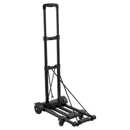 Folding Hand Truck, 131.5 kg Load Capacity, Collapsible Luggage Cart with 4 Wheels, 2 Elastic Ropes & Expandable Base, Utility Dolly Platform Cart for Airport Travel Luggage Office Moving, Black