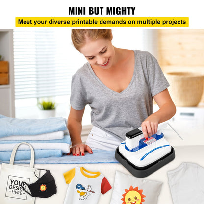 Compact Blue Heat Press Machine, 17x20 cm for T-Shirts, Easy Touch Controls