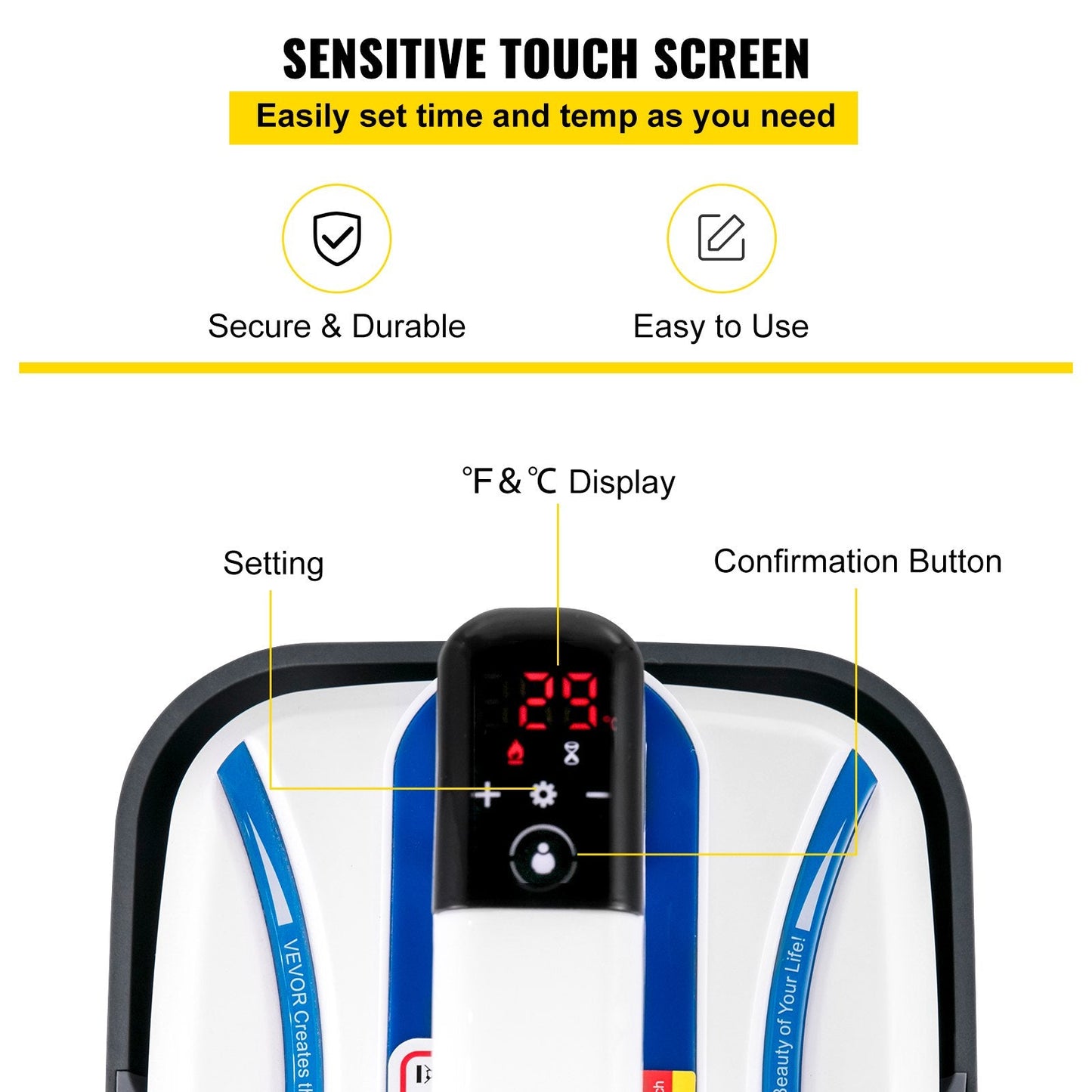 Compact Blue Heat Press Machine, 17x20 cm for T-Shirts, Easy Touch Controls