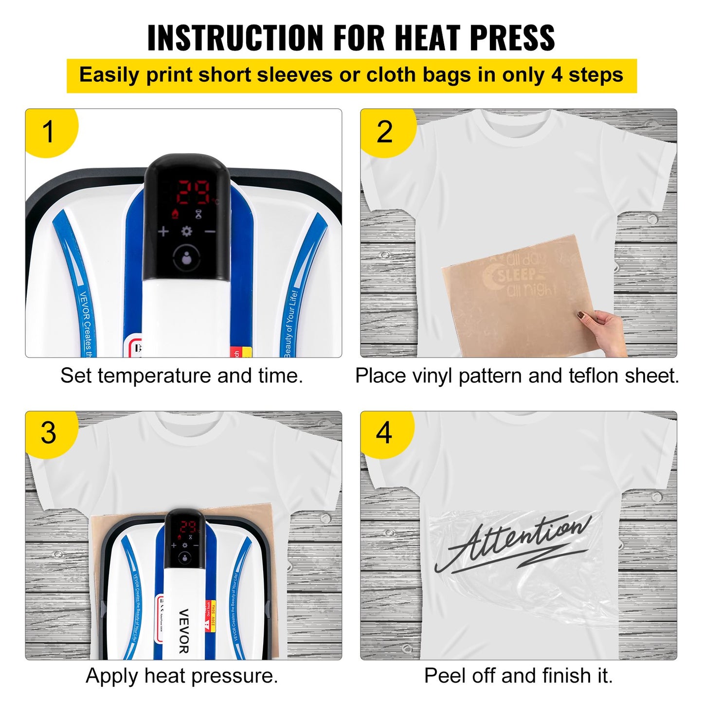 VEVOR Heat Press Machine 7 x 8, Blue Portable Easy Mini Press  For T Shirts