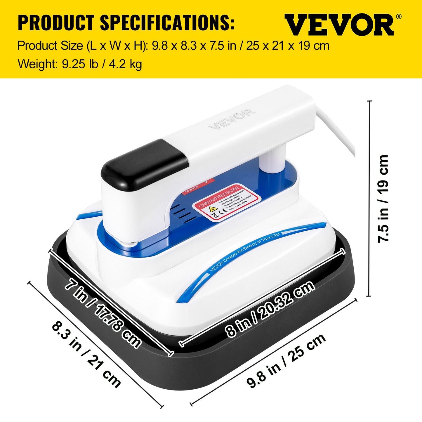 Compact Blue Heat Press Machine, 17x20 cm for T-Shirts, Easy Touch Controls