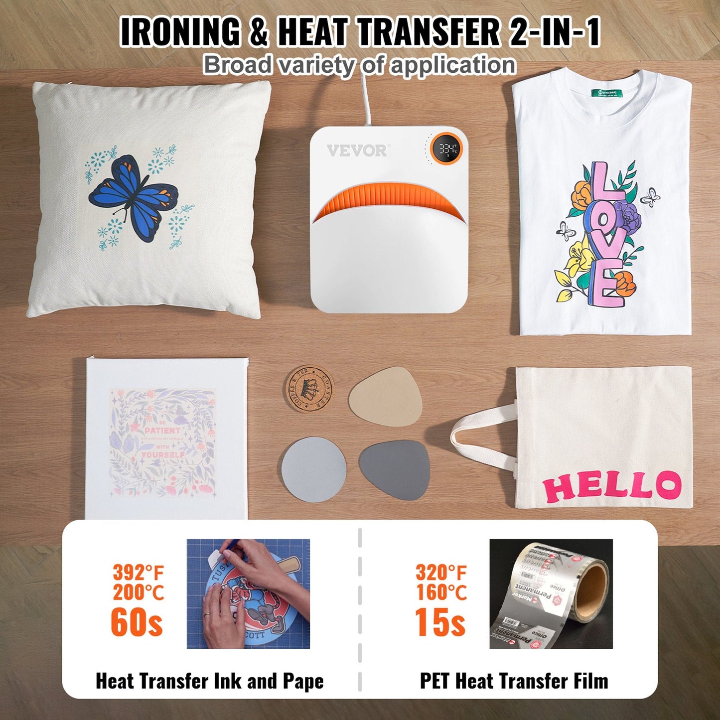 Portable 30 x 25 cm Heat Press for Sublimation Transfers and DIY T-Shirts