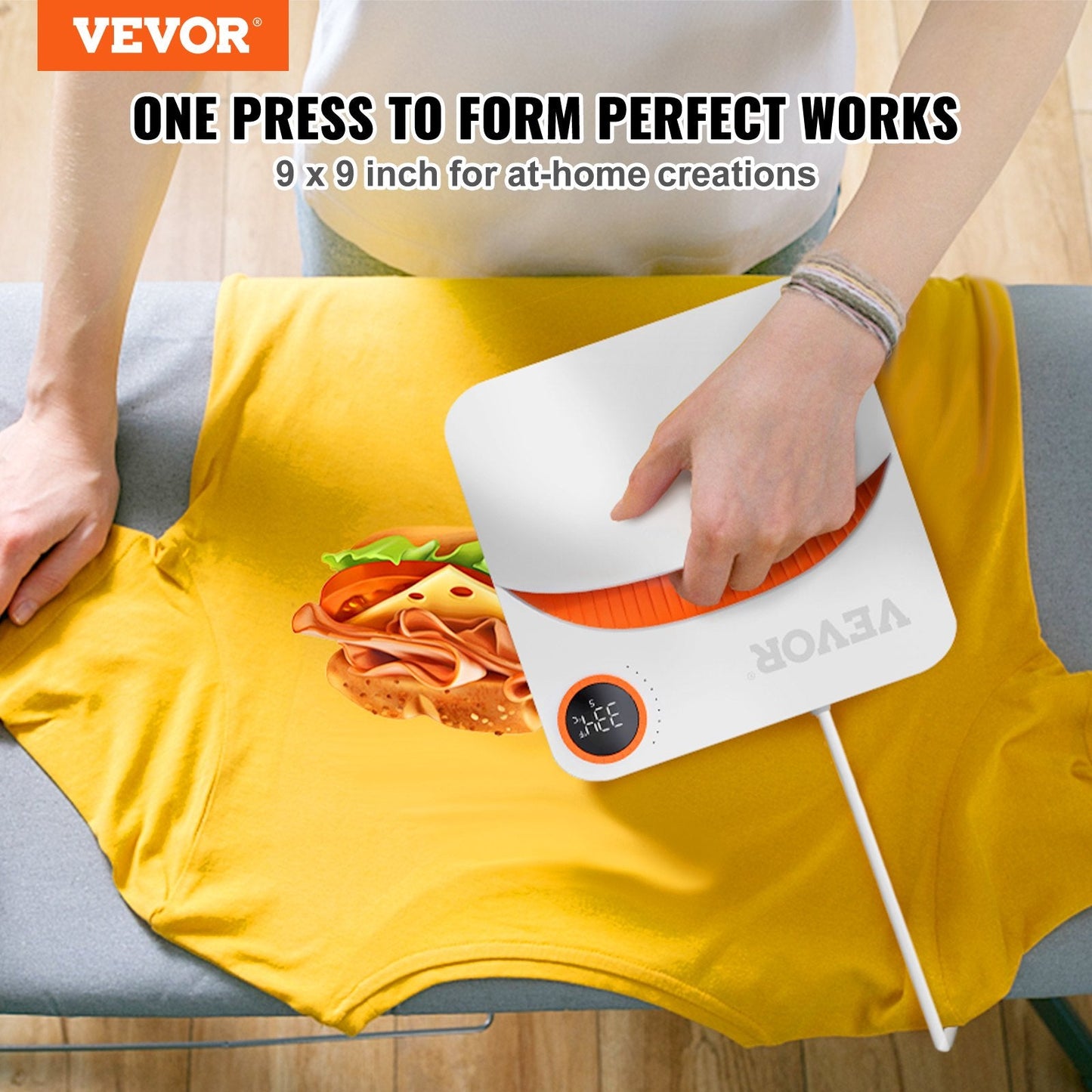Portable Heat Press 22.8x22.8 cm for Sublimation & DIY T-shirt Transfers