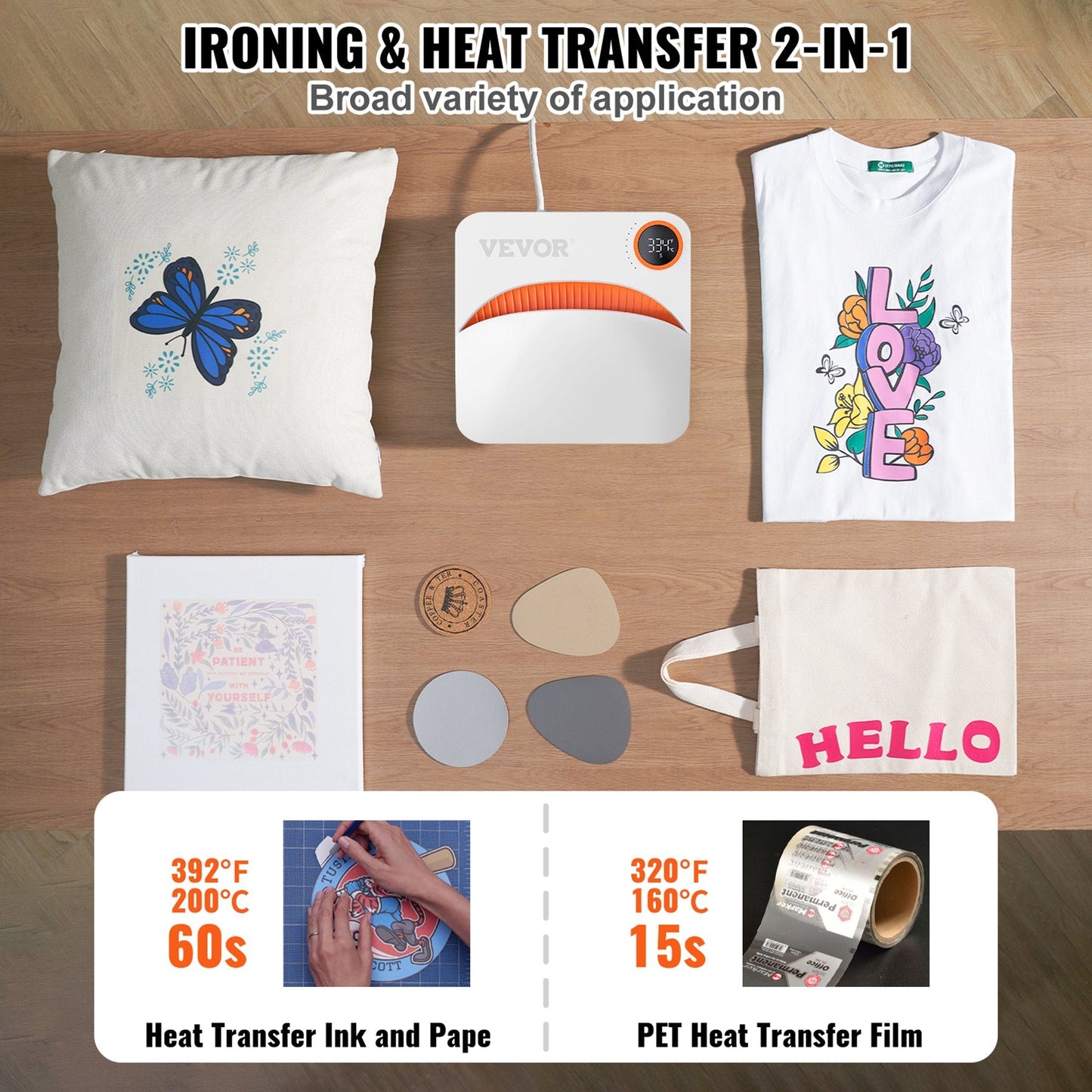 Portable Heat Press 22.8x22.8 cm for Sublimation & DIY T-shirt Transfers