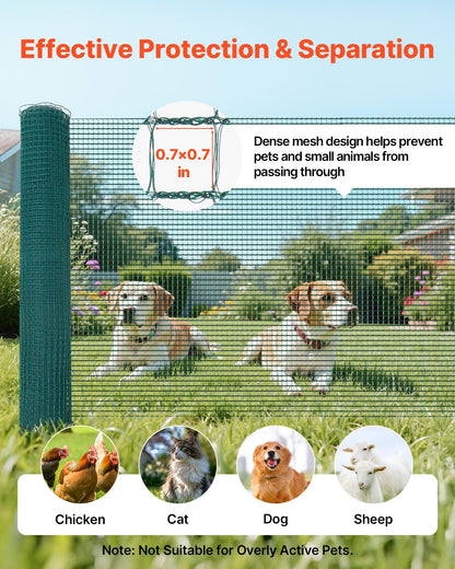 Temporary Fence with Posts, 0.9 x 15m Plastic Mesh Fencing, Garden Safety Fences Netting with Double-Spike Stakes & Guy Ropes, Temporary Fence for Dogs, Chickens, Plants, Outdoor Yards