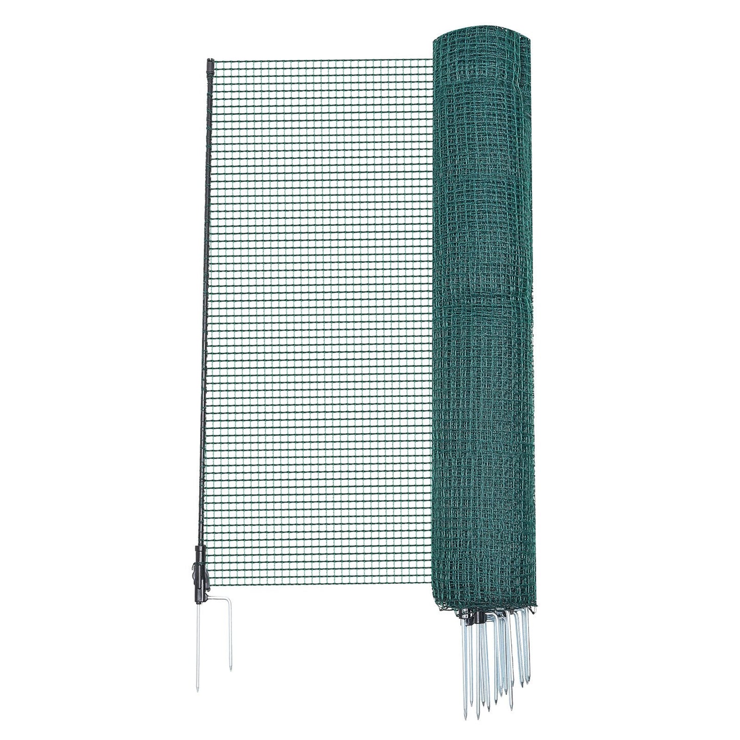 Temporary Fence with Posts, 0.9 x 15m Plastic Mesh Fencing, Garden Safety Fences Netting with Double-Spike Stakes & Guy Ropes, Temporary Fence for Dogs, Chickens, Plants, Outdoor Yards